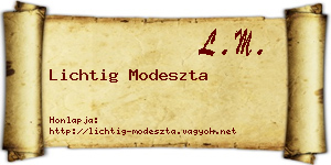 Lichtig Modeszta névjegykártya